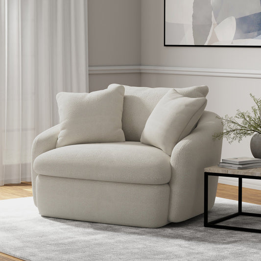 BOOMER - UTOPIA SAND LARGE SWIVEL CHAIR W/ 2 TOSS PLWS