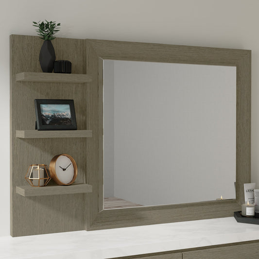 PURE MODERN BEDROOM MIRROR WITH SHELVES