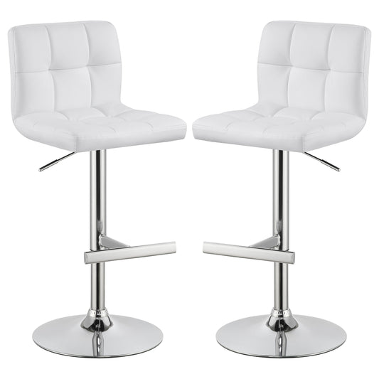 Lenny Upholstered Adjustable Bar Stool White (Set of 2)