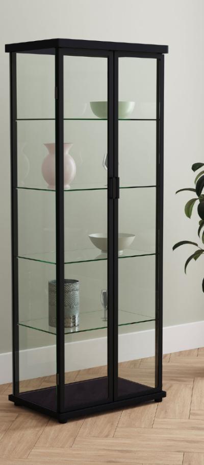 Aero 4-shelf Display Curio Cabinet with LED Lighting Black