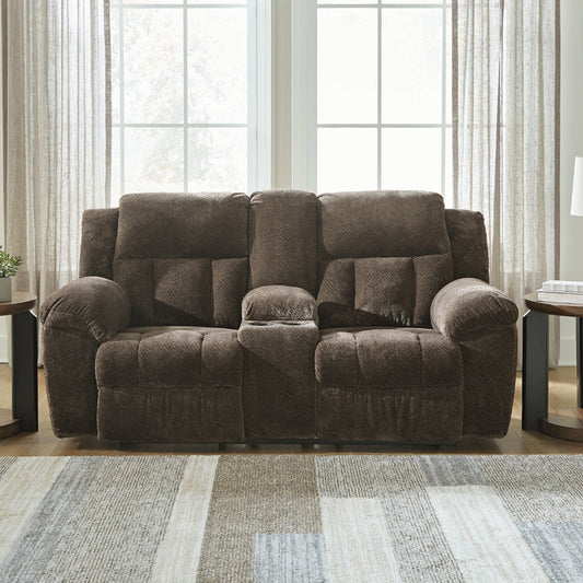 brown loveseat in living room