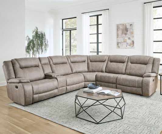 BLAKE - DESERT TAUPE 6PC MODULAR RECLINING SECTIONAL WITH CONSOLE