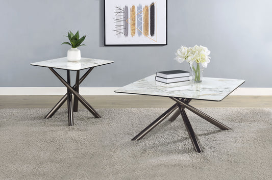 Carvell Square Sintered Stone Top Coffee Table Mirage White