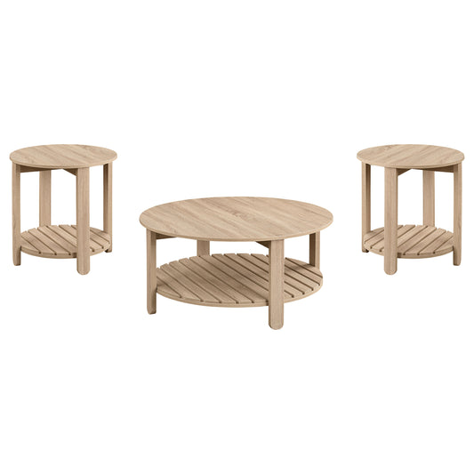 Fowler 3-piece Round Coffee and End Table Set Natural