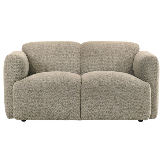 Dorset Fabric Upholstered Round Track Arm Loveseat Brown