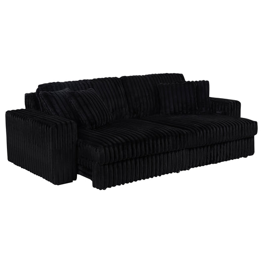 Jacana Corduroy Upholstered Dual Power Chaise Sofa Black