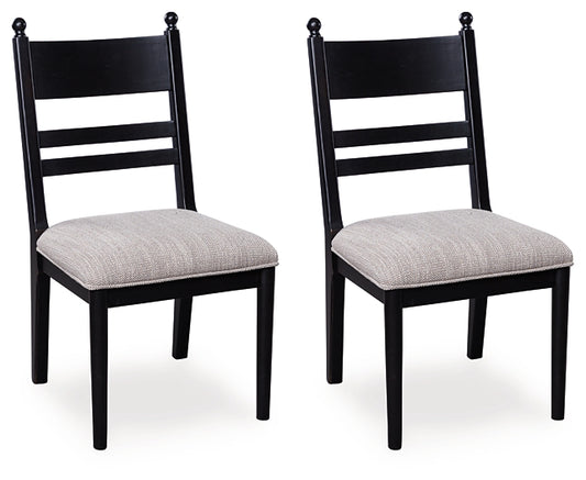 2 black upholstered dining side chair