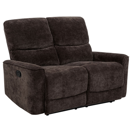 Navarro Chenille Upholstered Reclining Loveseat Dark Brown