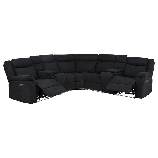 Hagen Upholstered Power Reclining Sectional Sofa Steel Grey