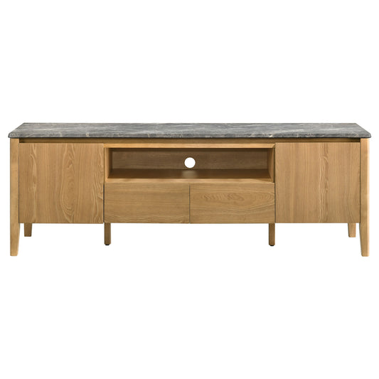 Bradley 63-inch 2-Door SmartTop TV Stand Grey and Natural