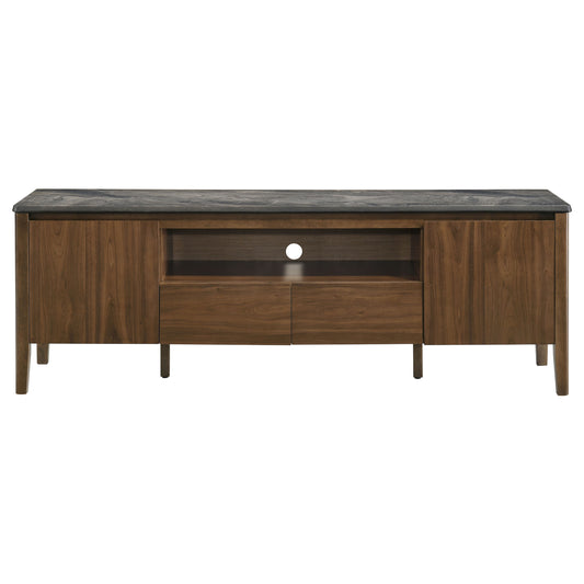 Bradley 63-inch 2-Door SmartTop TV Stand Smokey Grey and Brown