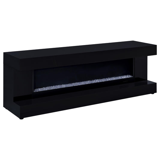 Mallory TV Stand Fireplace Console Bluetooth Speaker Black High Gloss