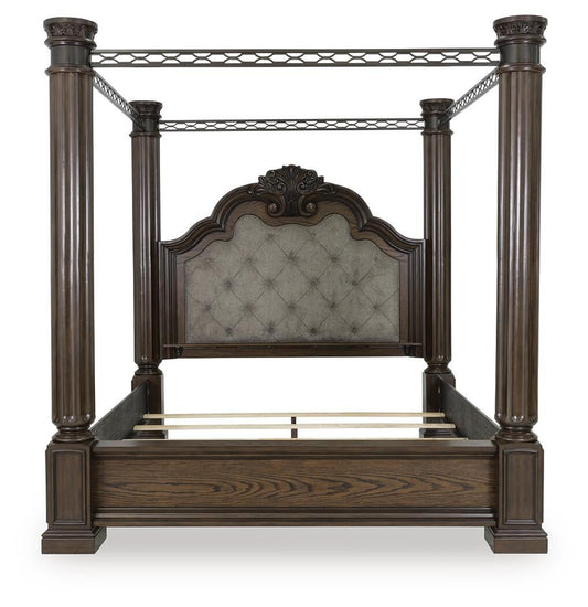 Maylee California King Canopy Bed, Dresser and Mirror