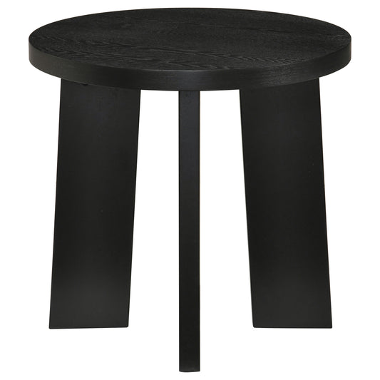 Strouse Contemporary Round End Table in Black