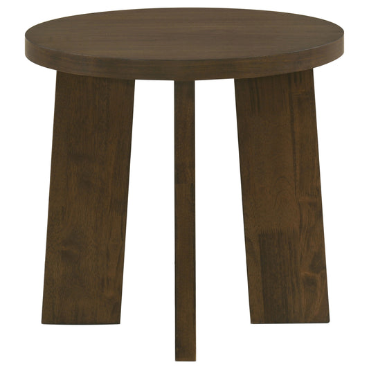 Strouse Contemporary Round End Table in Dark Walnut