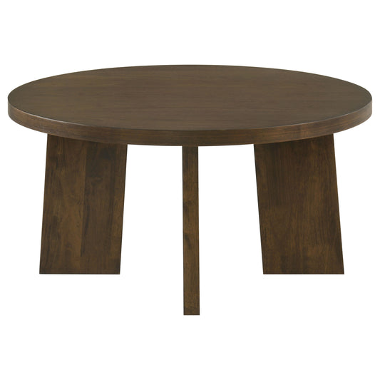 Strouse Contemporary Round Coffee Table in Dark Walnut