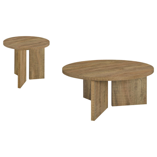 Aragon 2-Piece Round Coffee and End Table Set Mango