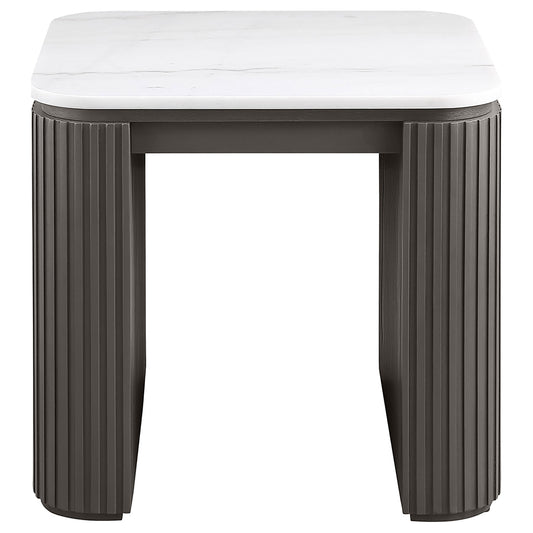 Lior Square Marble Top End Table Charcoal