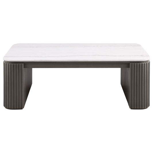 Lior Rectangular Marble Top Coffee Table Charcoal