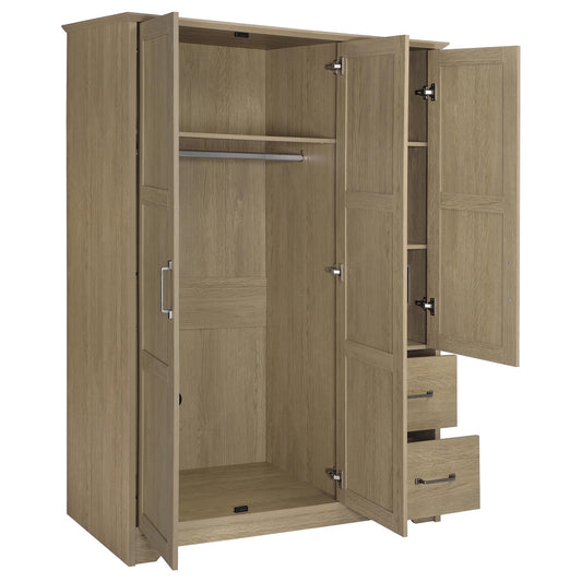 Canova 3-door Bedroom Wardrobe Storage Cabinet Armoire Latte