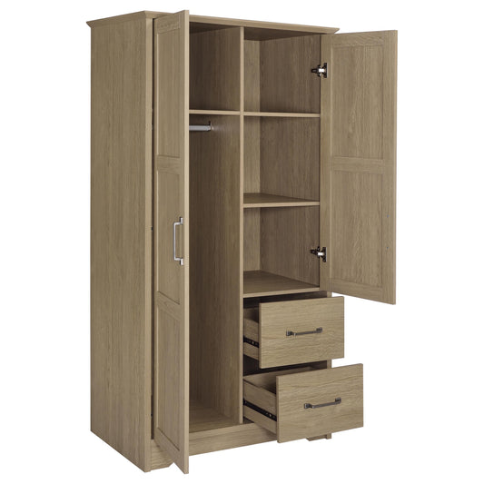 Cassara 2-door Bedroom Wardrobe Storage Cabinet Armoire Latte