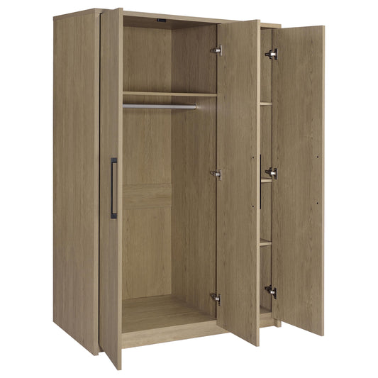 Cerda 3-door Bedroom Wardrobe Storage Cabinet Armoire Latte