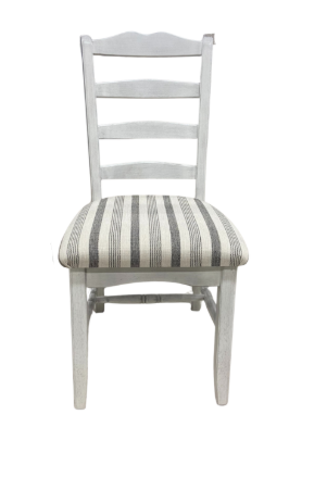 white chairs with striped cushions on a white background