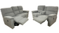 gray reclining sofa and loveseat on a white background