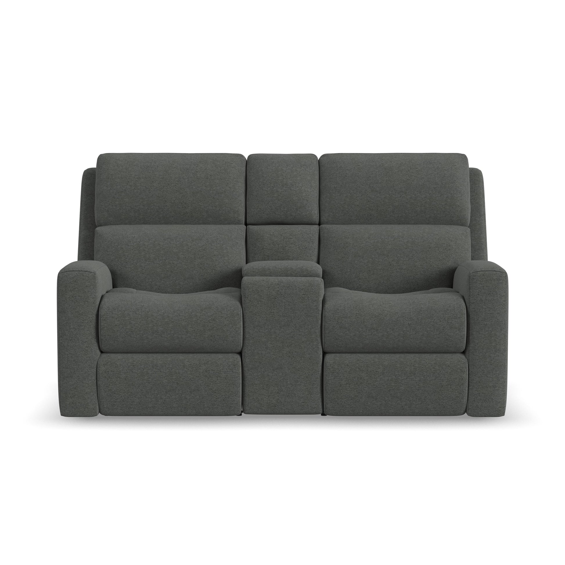 Flexsteel Score Power Reclining Loveseat with Console, Power Headrests & Lumbar