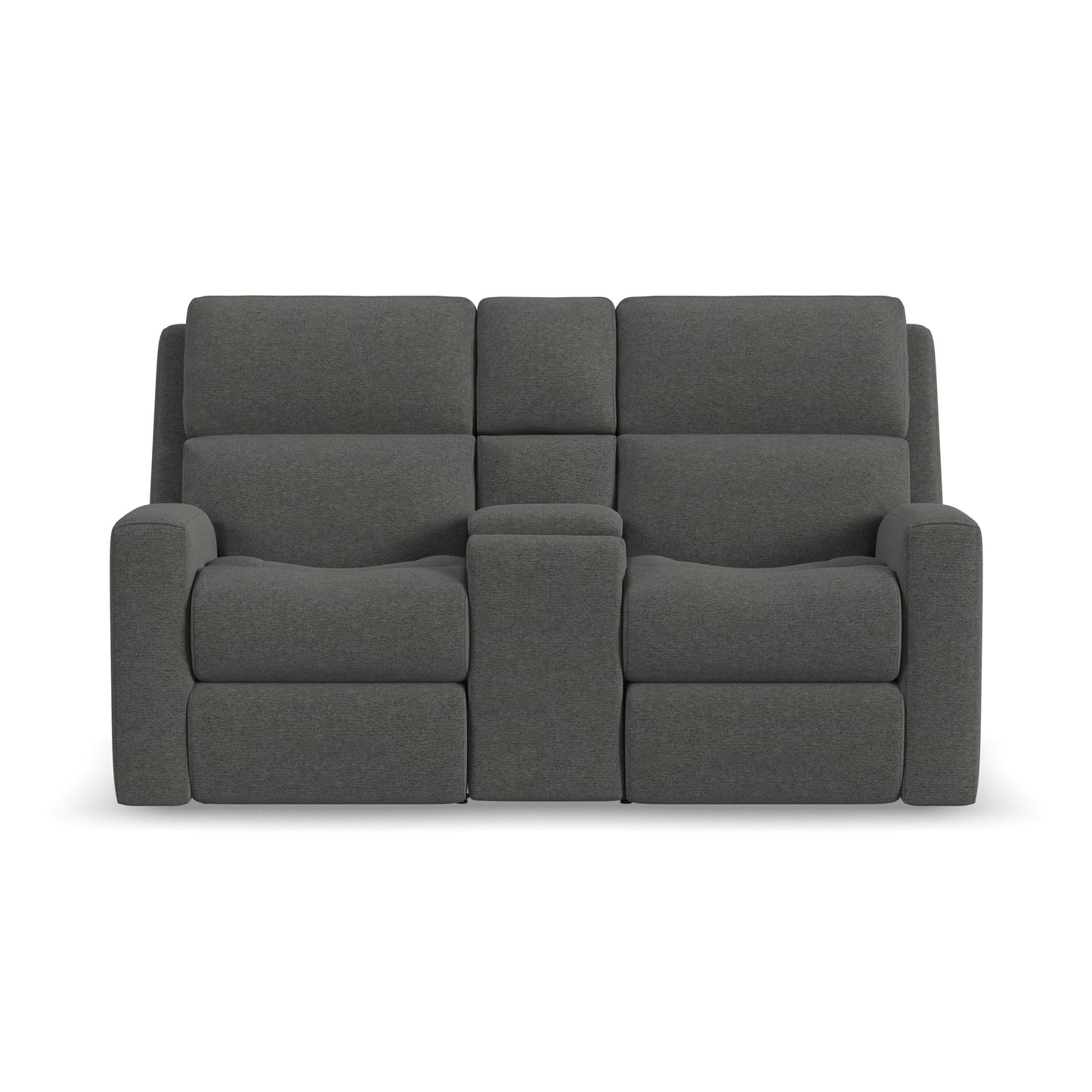 Flexsteel Score Power Reclining Loveseat with Console, Power Headrests & Lumbar