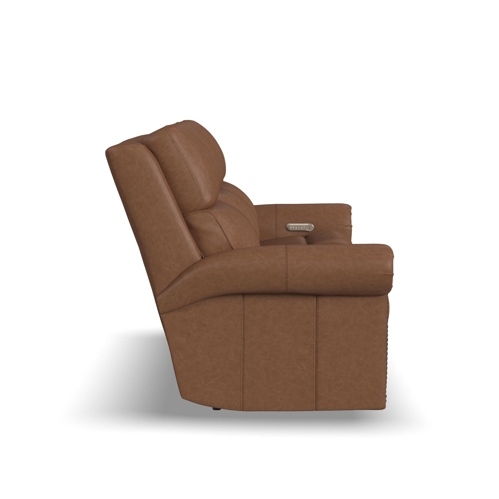 Flexsteel Bernard Power Reclining Sofa with Console, Power Headrests & Lumbar