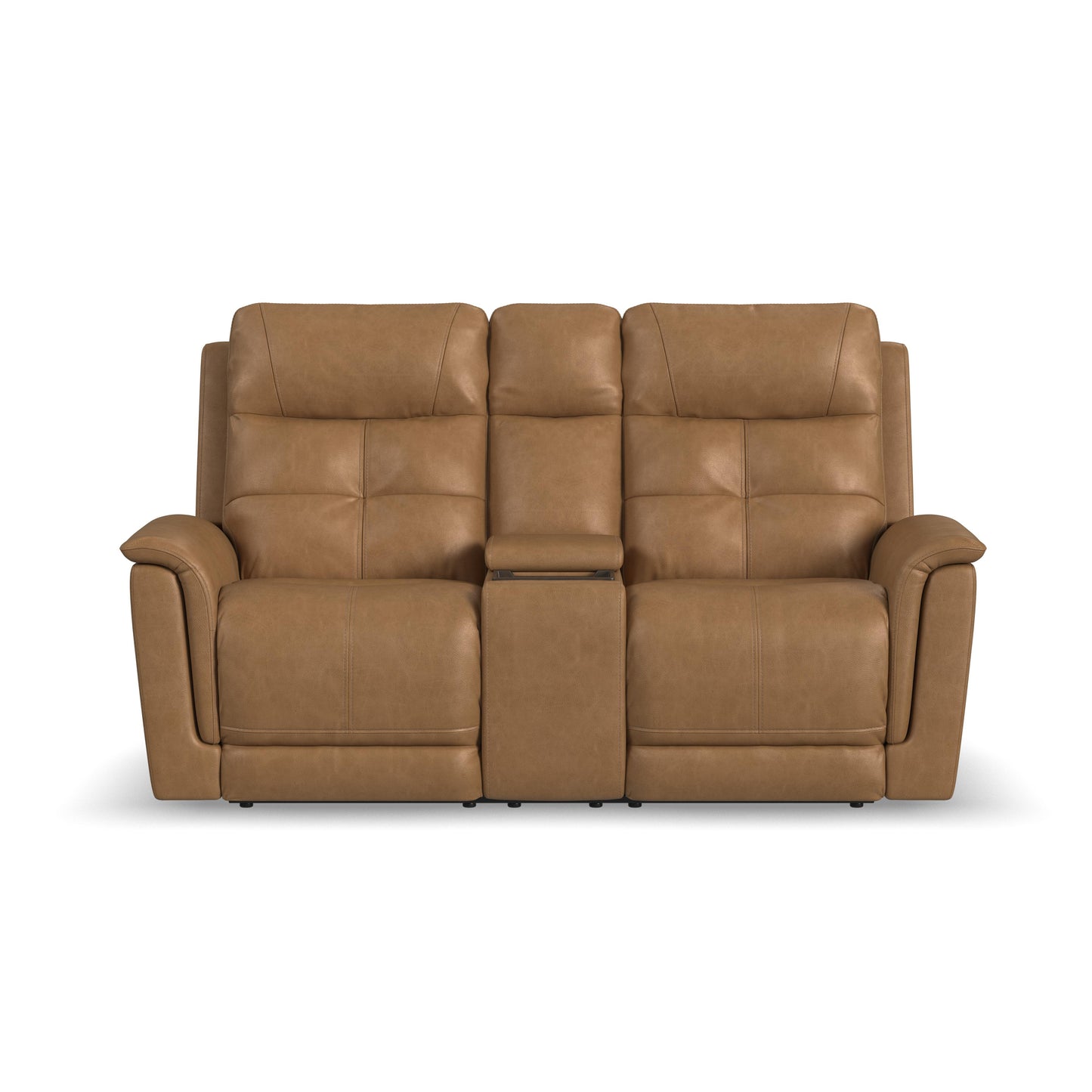 Flexsteel Ranger Leather Power Reclining Loveseat with Console, Power Headrest, Lumbar, Heat & Massage