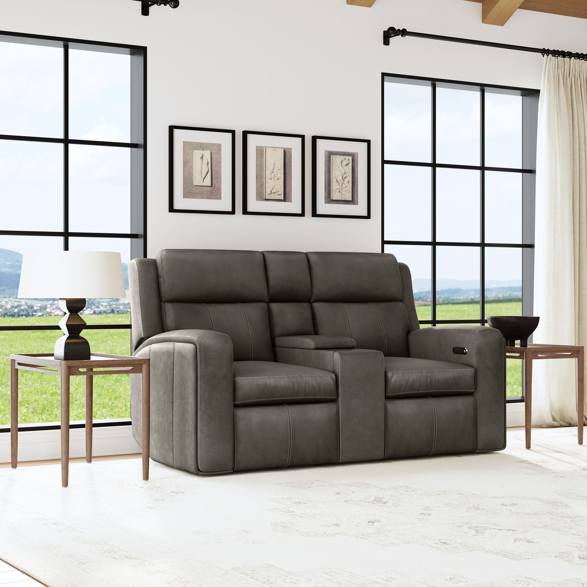 Flexsteel Wyatt Power Reclining Loveseat with Console & Power Headrests & Lumbar