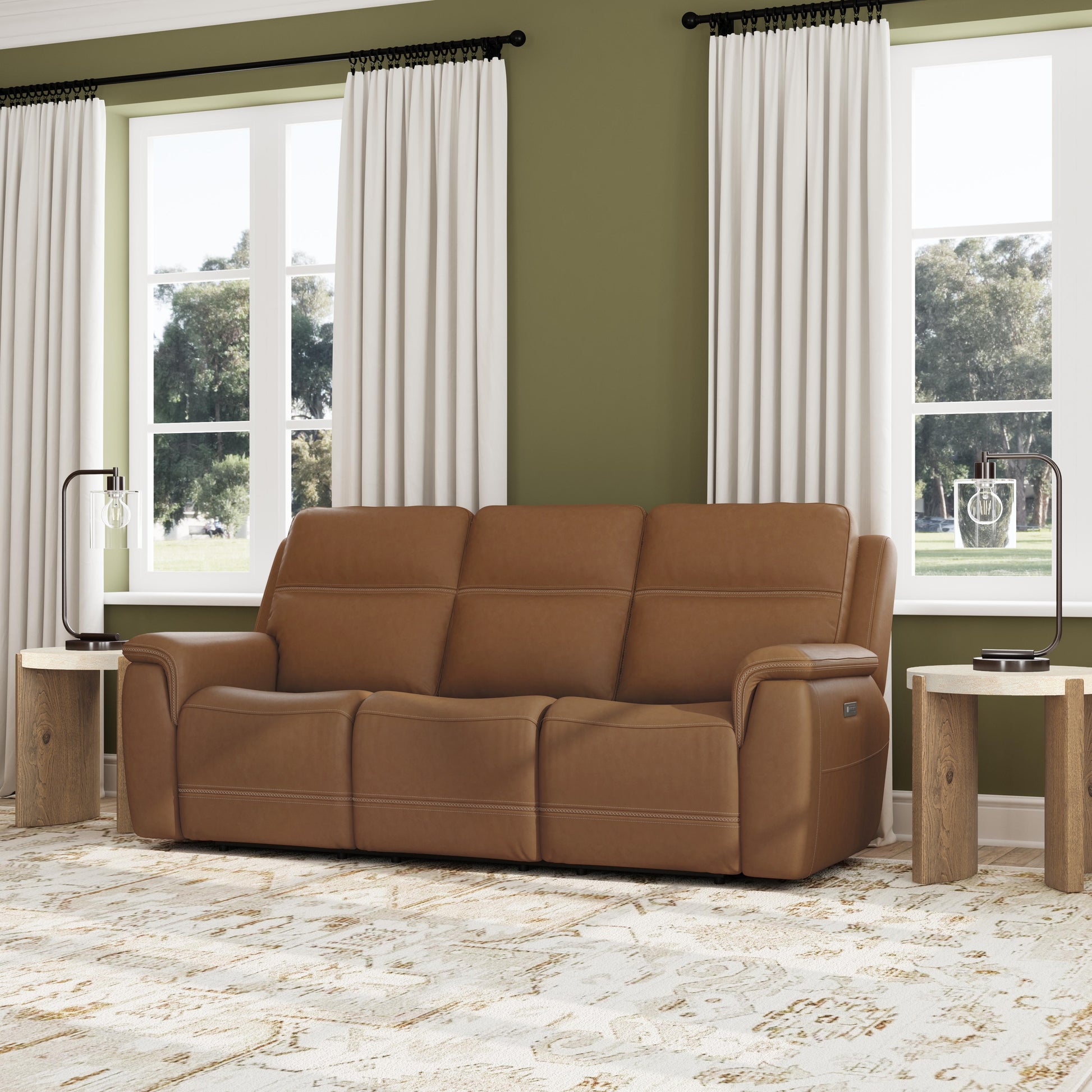 Flexsteel Sawyer Power Reclining Sofa with Power Headrests & Lumbar