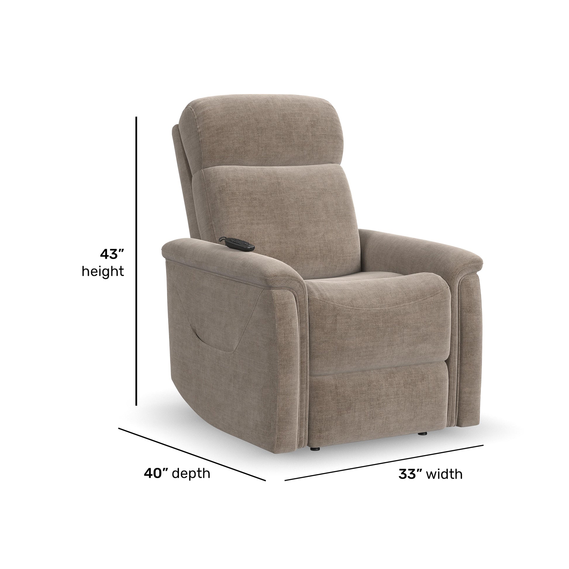 Flexsteel Luma Power Lift Recliner with Power Headrest, Lumbar, Heat & Massage