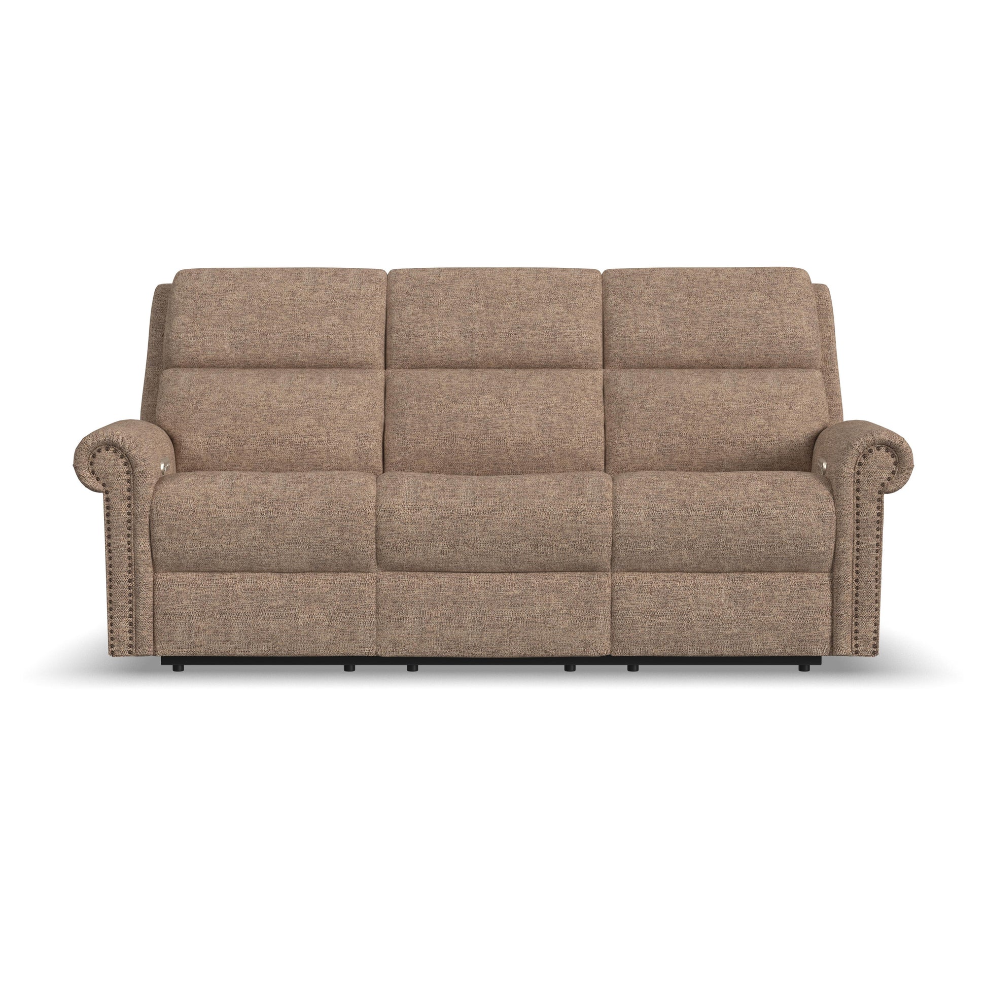 Flexsteel Bernard Power Reclining Sofa with Console, Power Headrest, & Lumbar