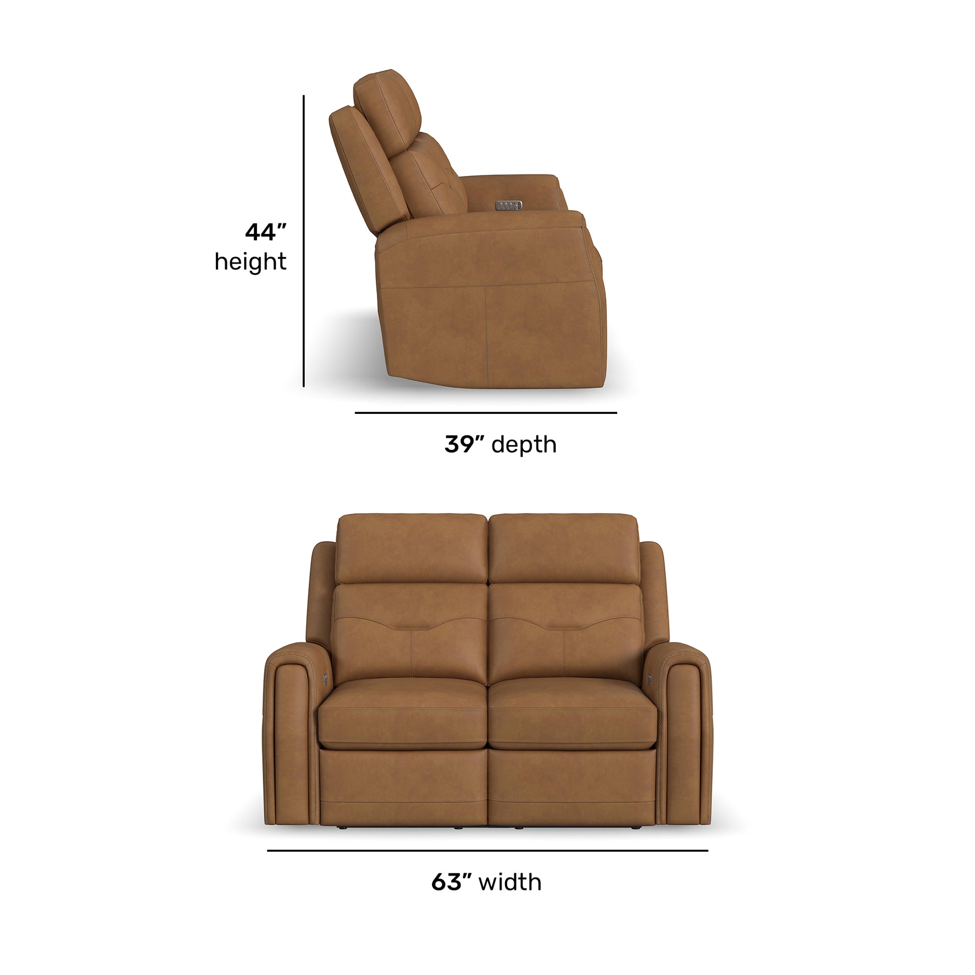 Flexsteel Felix Power Reclining Loveseat with Power Headrest, Lumbar, Heat & Massage