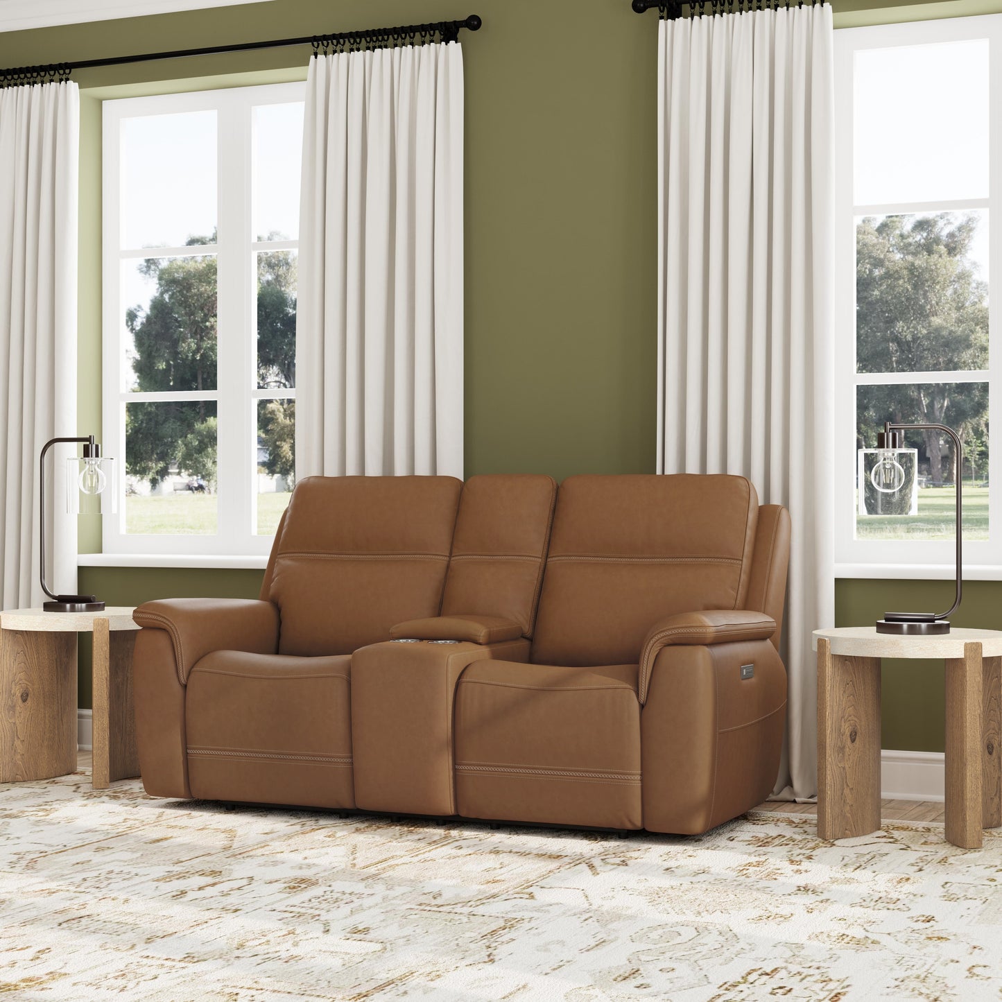 Flexsteel Sawyer Pwr Recl Loveseat w/ Console, Pwr Hdrsts, Lumbar