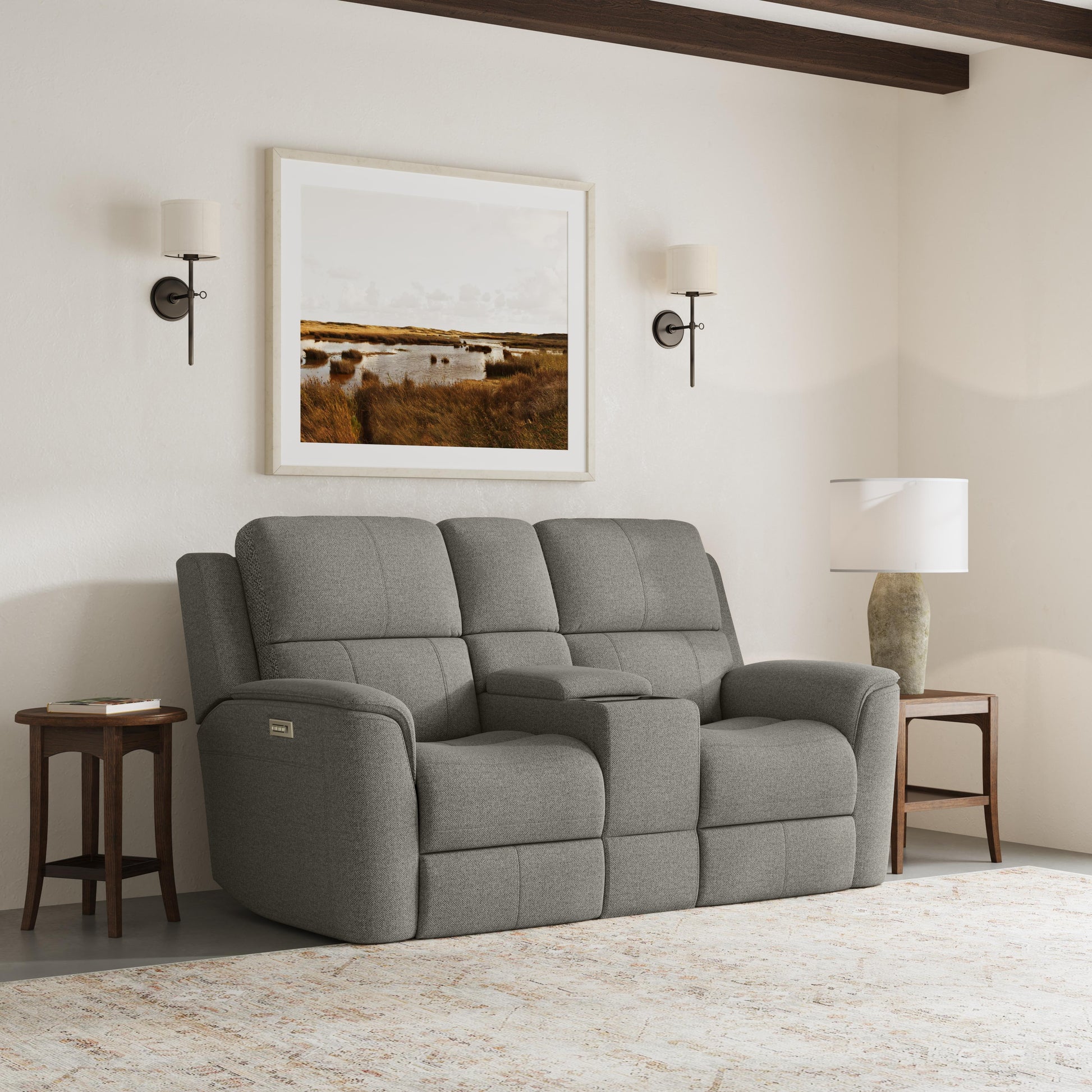Flexsteel Henry Power Reclining Loveseat with Console & Power Headrests & Lumbar