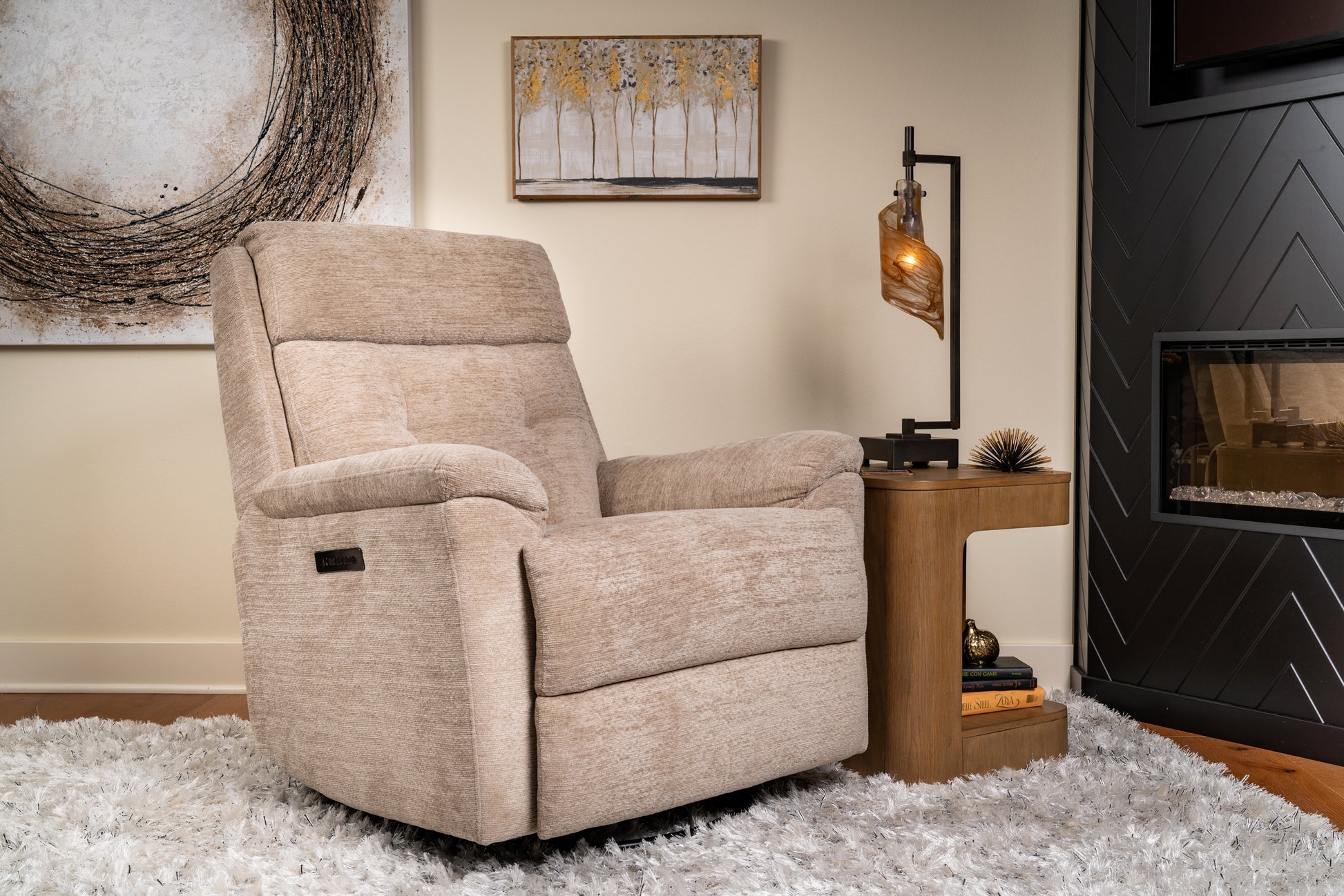 Flexsteel Sophisticated Perfect Match Power Swivel Gliding Recliner with Power Headrest & Lumbar