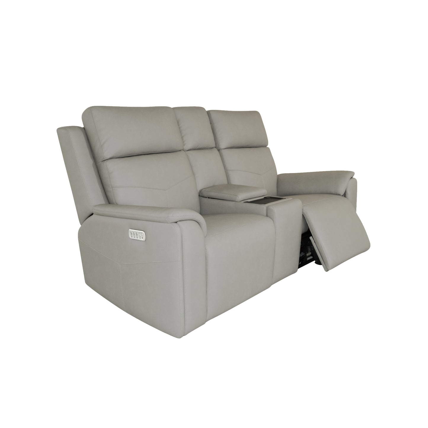 Flexsteel Vernon Power Reclining Loveseat with Console, Power Headrests, Lumbar, Heat & Massage