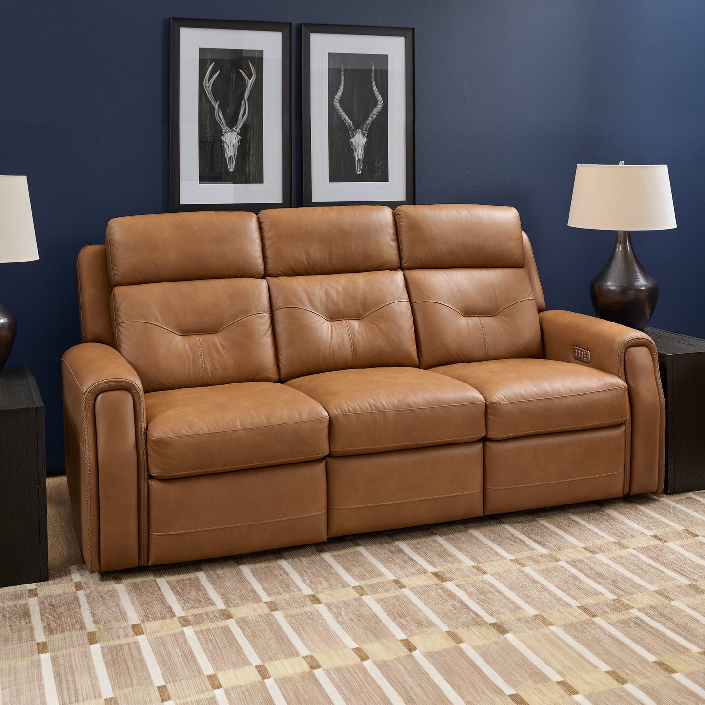 Flexsteel Felix Power Reclining Sofa with Power Headrest, Lumbar, Heat & Massage