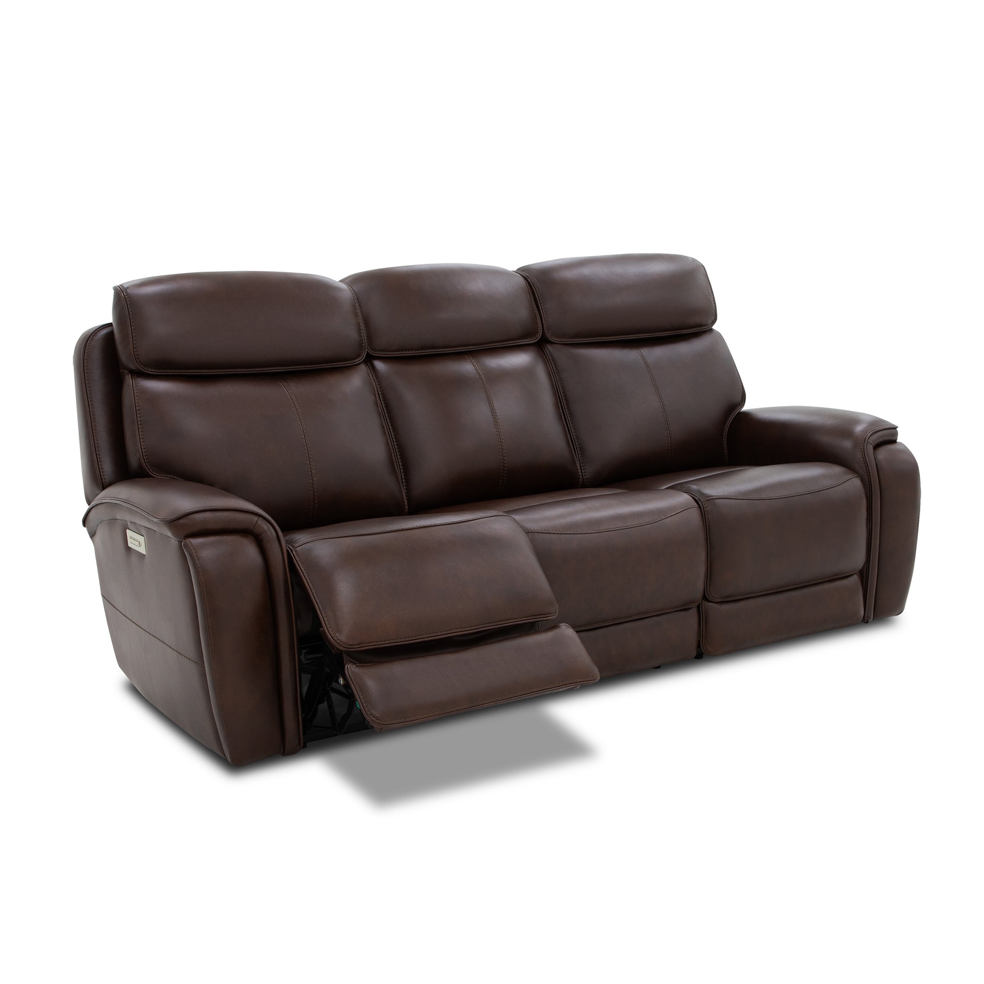Flexsteel Walker Power Reclining Sofa w/ Console, Power Headrest & Lumbar