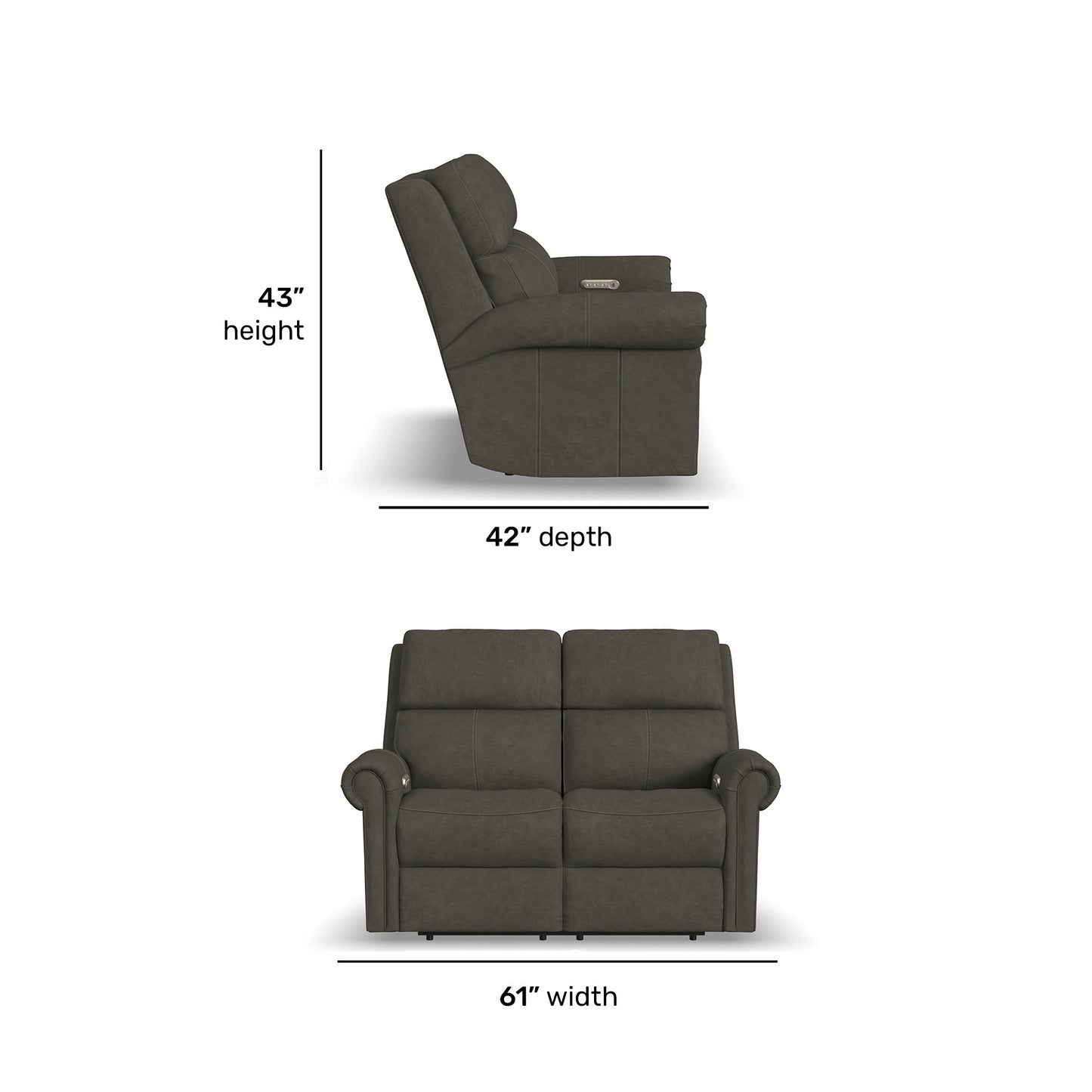 Flexsteel Bernard Power Reclining Loveseat with Power Headrests & Lumbar