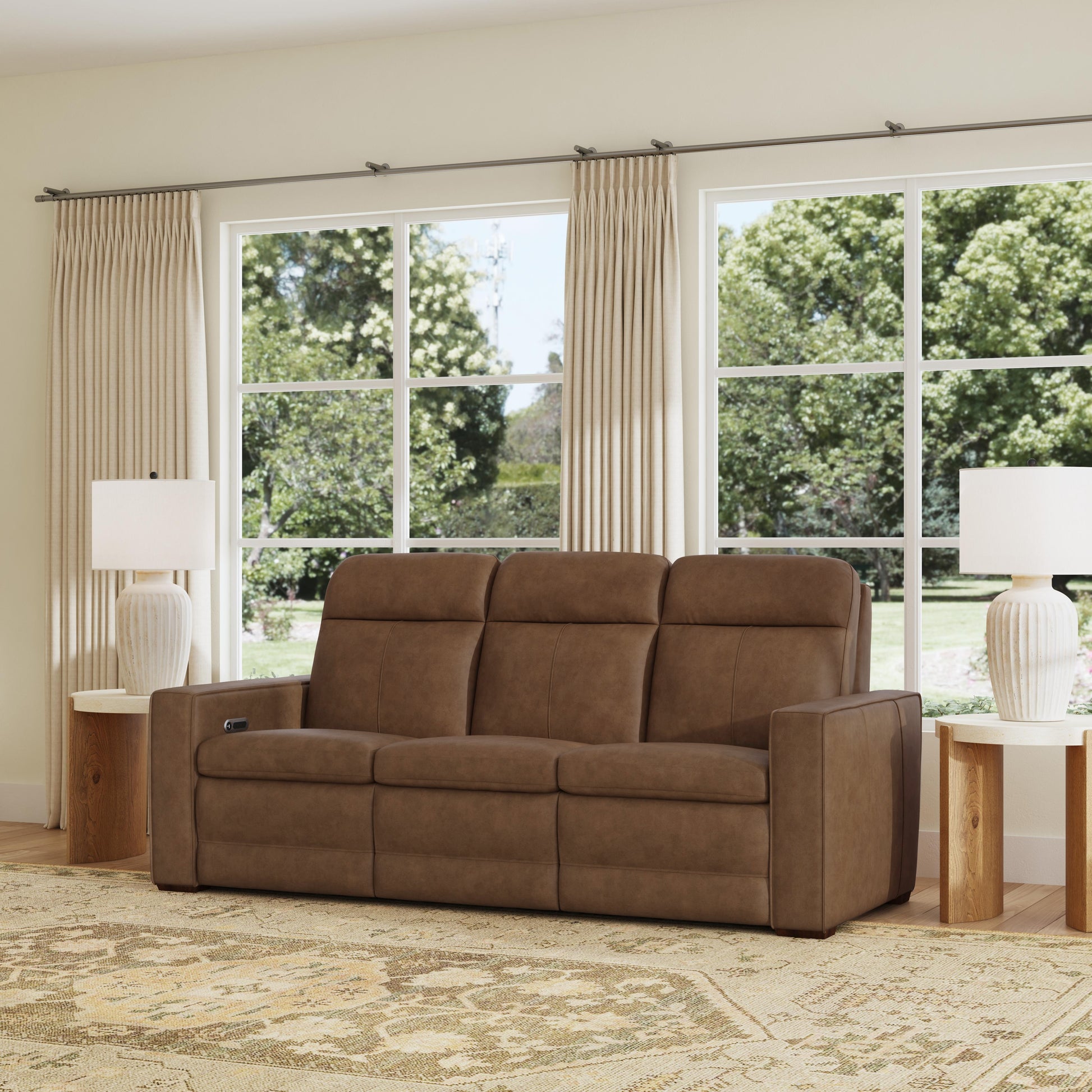 Flexsteel Dutch Power Reclining Sofa with Console, Power Headrest, & Lumbar