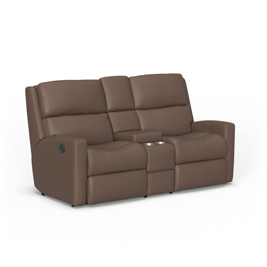Catalina Leather Power Reclining Loveseat with Console - Driftwood