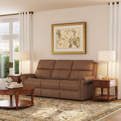 Flexsteel Bernard Power Reclining Sofa with Console, Power Headrests & Lumbar