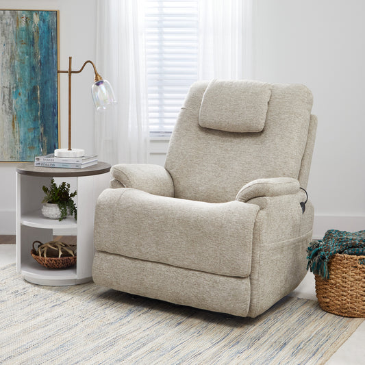Flexsteel Zecliner Model 2+ Power Lift Sleep Recliner with Power Headrest, Lumbar, Heat & Massage