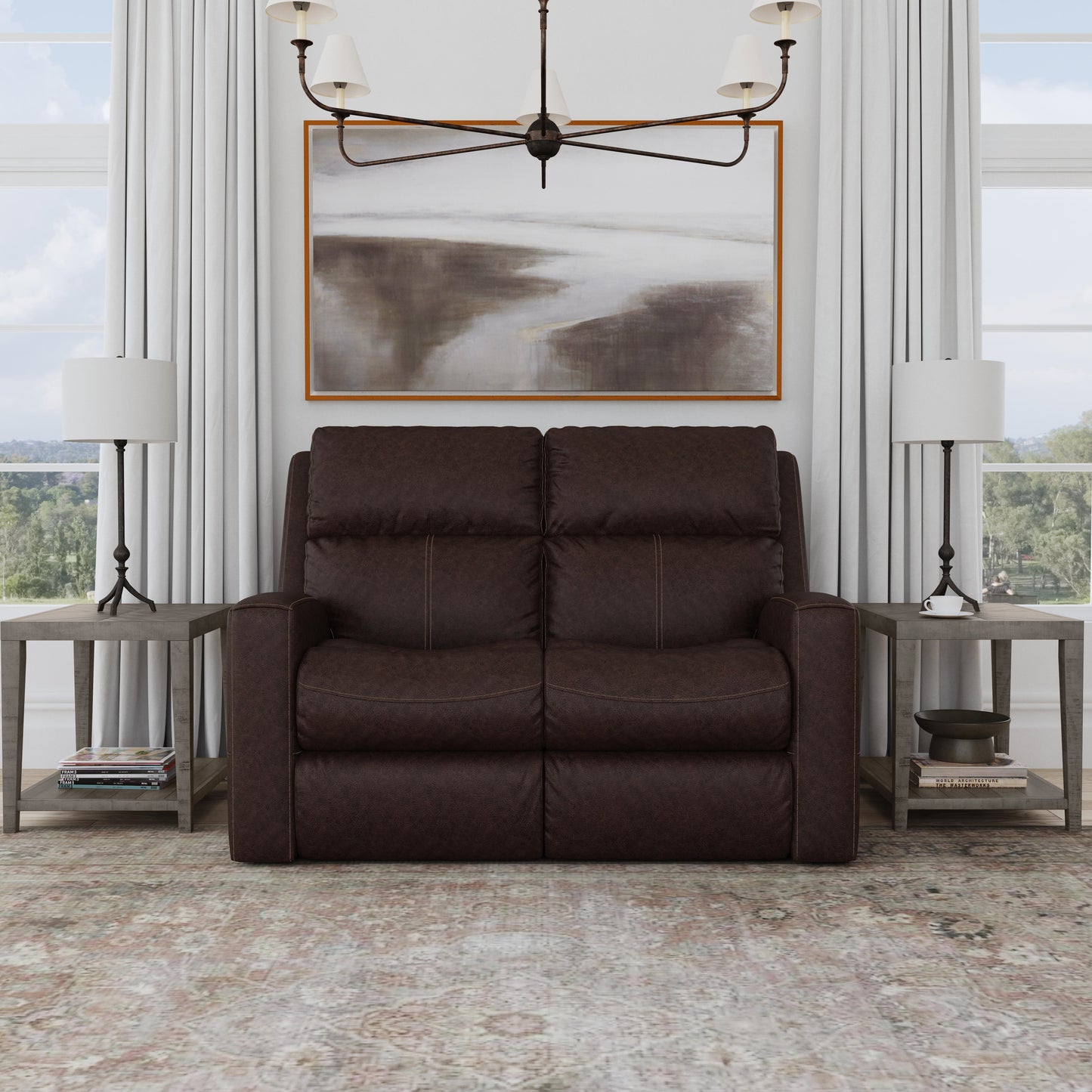 Flexsteel Score Power Reclining Loveseat with Power Headrests & Lumbar