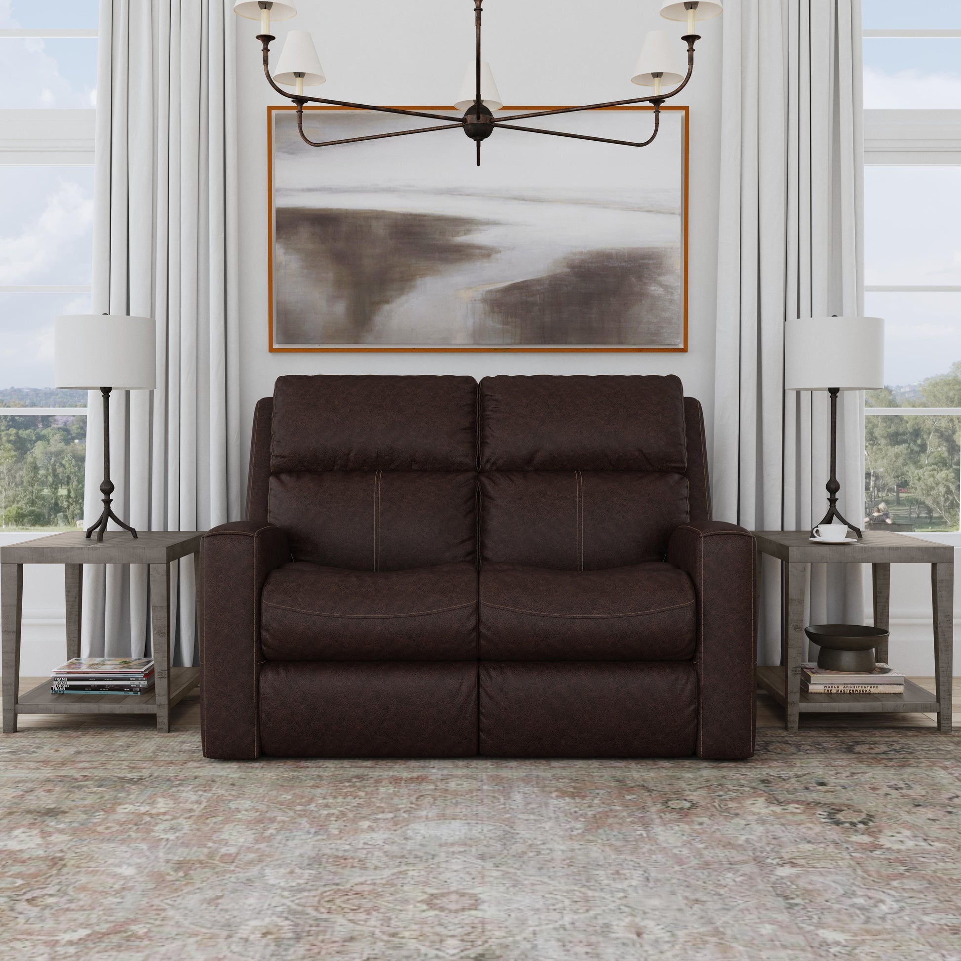 Flexsteel Score Power Reclining Loveseat with Power Headrests & Lumbar